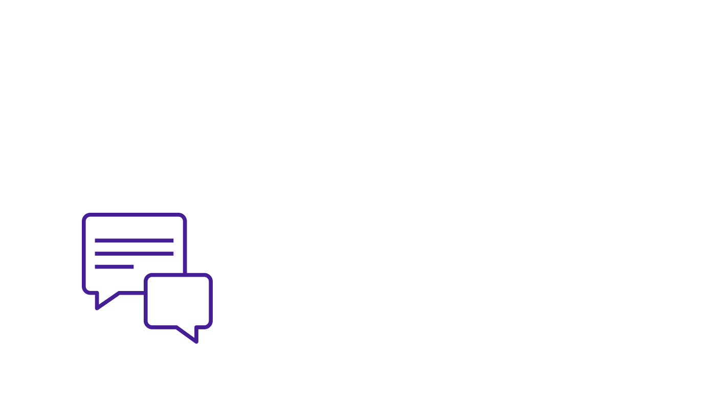 Icon depicting two chat bubbles side-by-side.