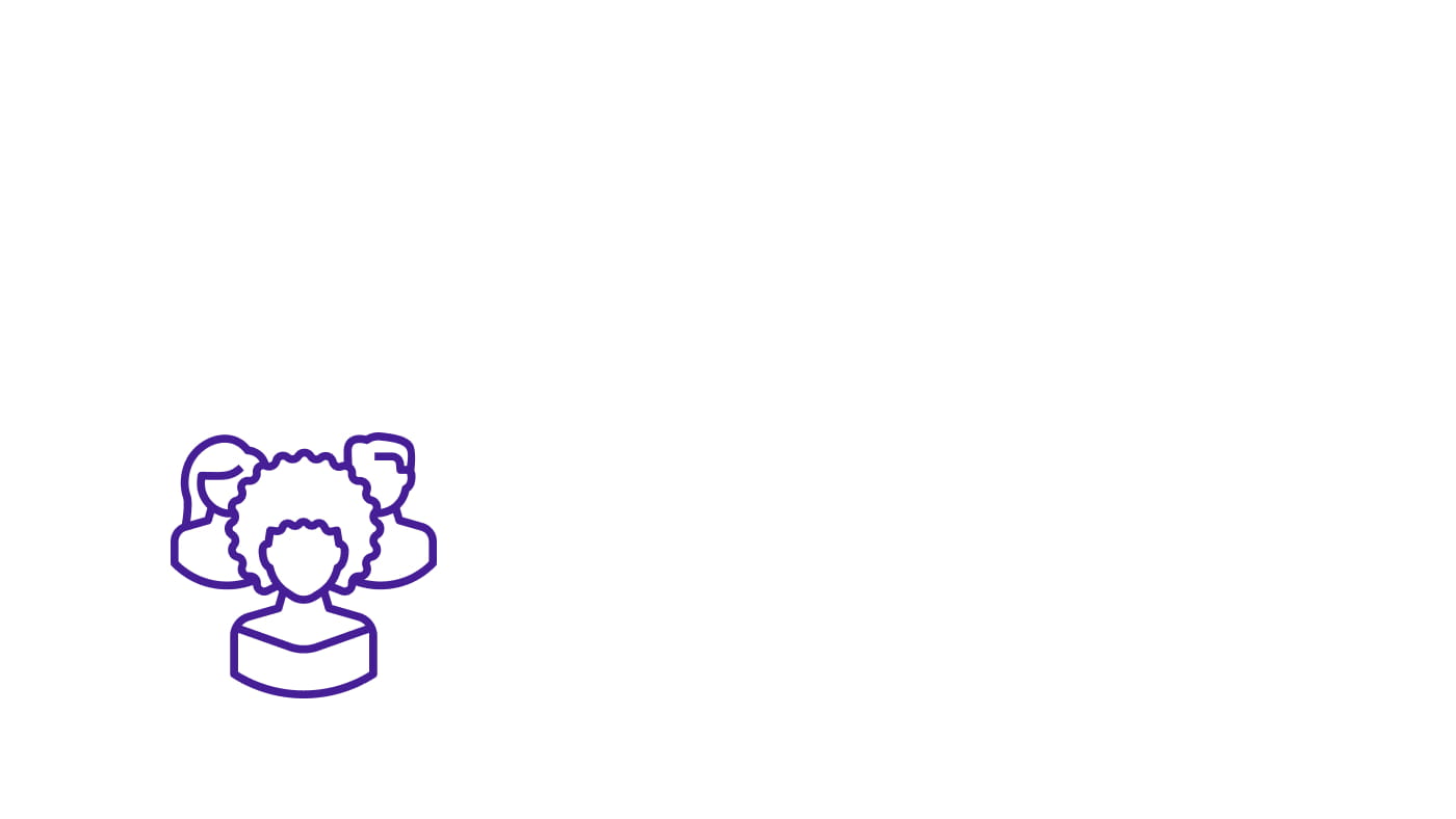 Icon depicting a group of three different people.